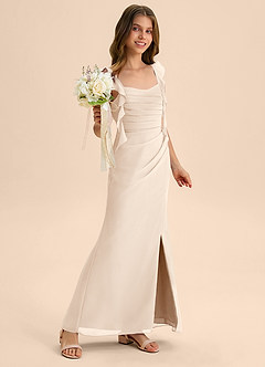 Azazie Jessamine Junior White Alabaster Mermaid Sweetheart Neckline Chiffon Dress image4
