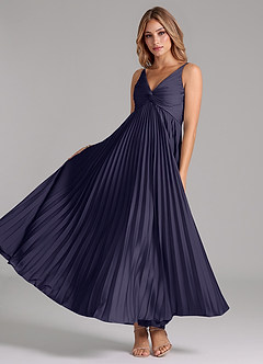 Azazie Raychelle Bridesmaid Dresses Stormy A-Line Pleated Stretch Satin Dress image2