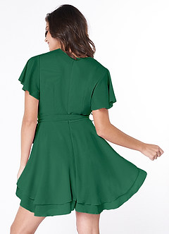 Downright Darling Dark Emerald Ruffled Short Sleeve Mini Dress image2