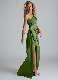 Azazie Maive Robes de demoiselle d'honneur Robe Fourreau en Satin extensible Rayé Genévrier image4