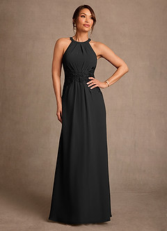 Azazie Georgie Mother of the Bride Dresses Black A-Line Lace Chiffon Dress image1