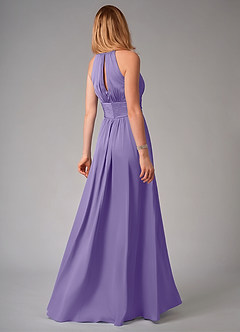 Azazie Bonnie Bridesmaid Dresses Tahiti A-Line Pleated Stretch Satin Dress image2