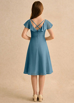 Azazie Narin Girls Formal Blomsterpigekjoler A-Line med ærmer Chiffon Knælængde Kjole image2