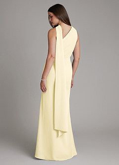 Azazie Zhanna Brautjungfernkleider Meerjungfrau-Linie One-Shoulder Chiffon Kleid Zitronensorbet image2