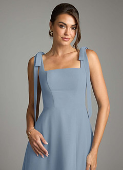 Azazie Debra Bridesmaid Dresses Dusty Blue A-Line with Pockets Chiffon Convertible Dress image2