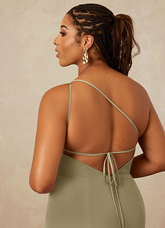 Christian Siriano Bridal for Azazie 1003 Bridesmaid Dresses Moss Green Sheath One Shoulder Chiffon Dress image16