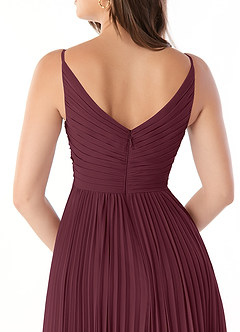 Azazie Raychelle Brautjungfernkleider A-Linie V-Hals Chiffon Kleid Cabernetrot image6