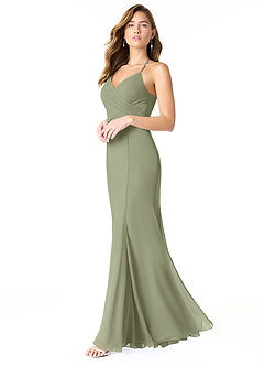 Azazie Carolina Abiti da Damigella Abito Sirena in Chiffon Increspato Pistacchio image3