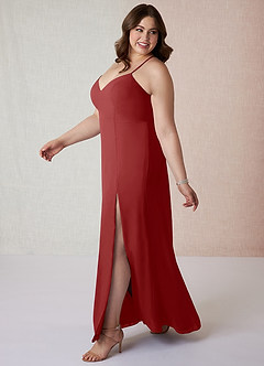 Azazie Manila Bridesmaid Dresses Rust Sheath V-Neck Chiffon Dress image9