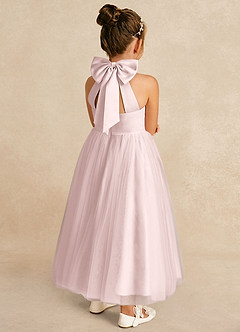 Azazie Bev Blumenmädchenkleider A-Linie Cabrio Tüll Kleid Zartrosa image6
