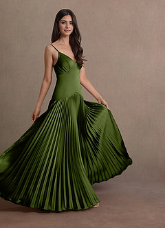 Jill Olive Green Dropped Waist Gown image3