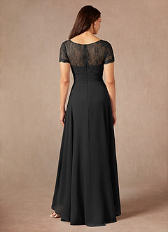 Azazie Polly Mother of the Bride Dresses Black A-Line Lace Chiffon Dress image4