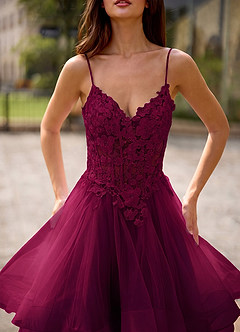 Spitze Burgundy Sheer Lace Prom Dress image7