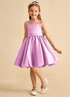 Azazie Davine vestidos de niña de las flores Vestido de Rosa Caramelo de Satin Mate de Corte En A con Tirante Espagueti image5