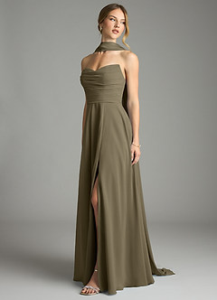 Azazie Ayla Abiti da Damigella Abito A-Line in Chiffon Scollo a Cuore Willow Green image8