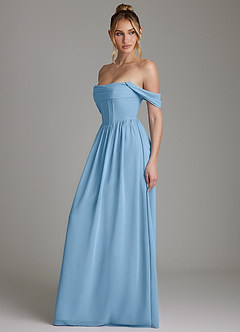 Azazie Caterina Bridesmaid Dresses Steel Blue A-Line Corset Chiffon Dress image9
