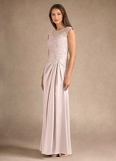 Azazie Santa Barbara Final Sale Blushing Pink Sheath Pleated Stretch Satin Dress image6