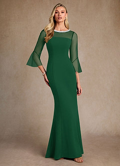 Azazie Bellevie 신부의 어머니 드레스 쉬스 구슬 스트레치 크레이프 플로어 길이 드레스 image4