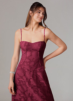 Azazie Valentine Bridesmaid Dresses Burgundy A-Line Sweetheart Neckline Floral Burnout Dress image6