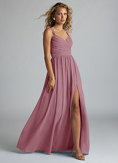 Azazie Aziza Bridesmaid Dresses Vintage Mauve A-Line V-Neck Pleated Chiffon Dress image3