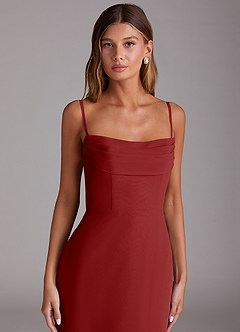 Azazie Saige Bridesmaid Dresses Rust A-Line Off the Shoulder Chiffon Convertible Dress image2