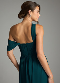 Azazie Kassandra Abiti da Damigella Abito A-Line in Chiffon a Spalla Scoperta Pino image7