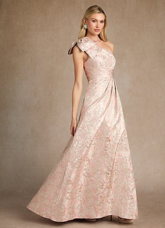 Azazie Easton Mother of the Bride Dresses Dusty Rose A-Line One Shoulder Jacquard Dress image4