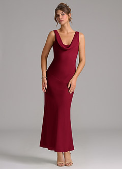 Azazie Rylina 신부 들러리 드레스 인어 주름진 쉬폰 발목 길이 드레스 image1