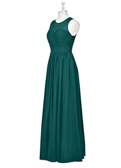 Azazie Nina Brautjungfernkleider A-Linie Plissee Chiffon Kleid Pfau image8