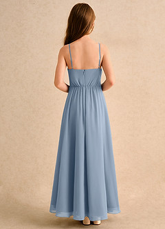 Azazie Twilight Dance Junior Formal vestidos de niña de las flores Vestido de Azul Polvoriento de Gasa de Corte En A con Plisado image2