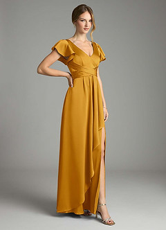 Azazie Omari Jurken voor bruidsmeisjes Jurk van Stretch Satijn met A-Lijn Boterbabbelaar image5