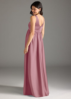 Azazie Yetta Maternity Bridesmaid Dresses A-Line Pleated Stretch Satin Floor-Length Dress image3