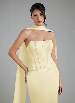 Azazie River Bridesmaid Dresses Lemon Sorbet Sheath Corset Stretch Satin Convertible Dress image10