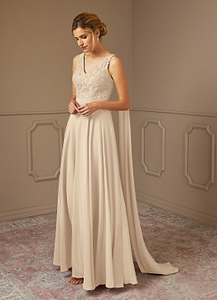 Azazie Joules Mother of the Bride Dresses Champagne A-Line Sequins Chiffon Dress image1