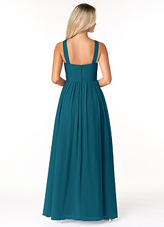 Azazie Elvira Bridesmaid Dresses Ink Blue A-Line Pleated Chiffon Dress image2