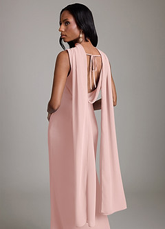 Azazie Linelle Bridesmaid Dresses Powder Pink Mermaid Pleated Chiffon Dress image9