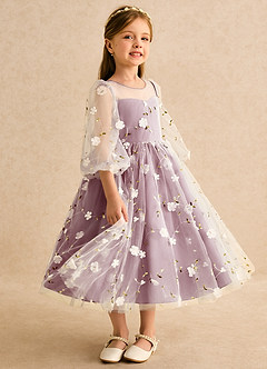 Azazie Elowen Flower Girl Dresses Vintage Mauve A-Line Sweetheart Neckline Lace Dress image4