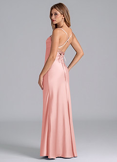 Azazie Seema Bridesmaid Dresses Powder Pink Mermaid Corset Stretch Satin Dress image6
