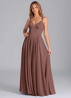 Azazie Darana Bridesmaid Dresses Espresso A-Line Corset Chiffon Dress image3
