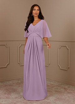 Azazie Oksana Mother of the Bride Dresses Wisteria A-Line V-Neck Pleated Chiffon Dress image2