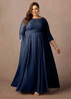 Azazie Carmena Final Sale Dark Navy A-Line Sequins Chiffon Dress image9