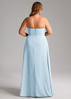 Azazie Wren Vestidos de madrinha de casamento Vestido Céu Azul de Chiffon de Linha A com Fenda Lateral image15