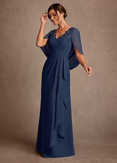 Azazie Santa Clara Mère de la mariée Robes Robe Trapèze en Dentelle Bleu Marine Foncé image4