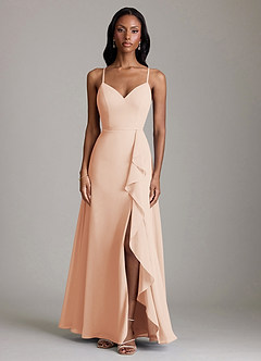Azazie Naeem Bridesmaid Dresses English Rose A-Line V-Neck Ruffle Chiffon Dress image3