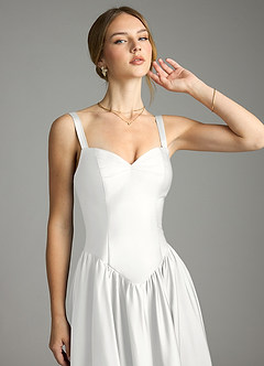 Azazie Evadina Brudepigekjoler En streg Korset Stræk satin Gulv-længde Kjole image5