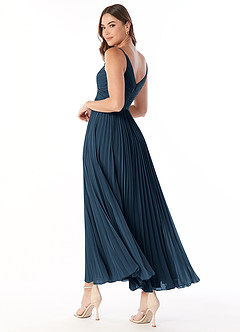 Azazie Raychelle Bridesmaid Dresses Dark Navy A-Line V-Neck Chiffon Dress image5