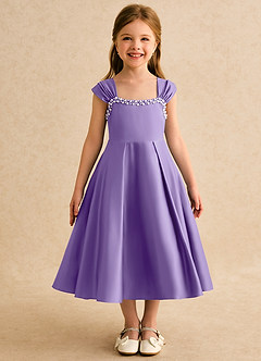 Azazie Yosemite Flower Girl Dresses Tahiti Ball-Gown Sweetheart Neckline Matte Satin Dress image4