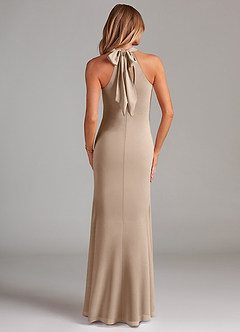 Azazie Doretta Bridesmaid Dresses Taupe Mermaid Pleated Chiffon Dress image2