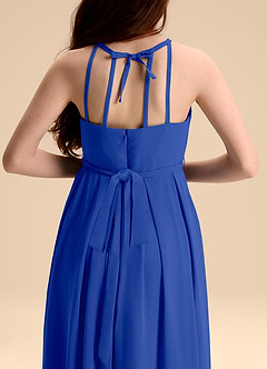Azazie Arianthe Junior Abito A-Line in Chiffon Plissettato Blu Reale image8