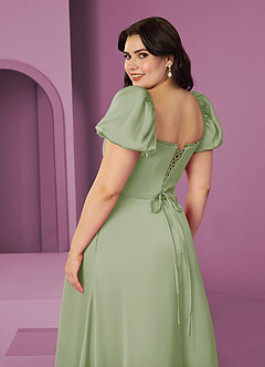 Barbie ♥ Azazie Bridesmaid Dresses Dusty Sage A-Line Ruched Stretch Satin Dress image8